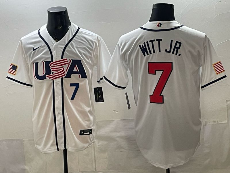 Men 2026 World Cub USA #7 Witt jr White Game Nike MLB Jersey style 003